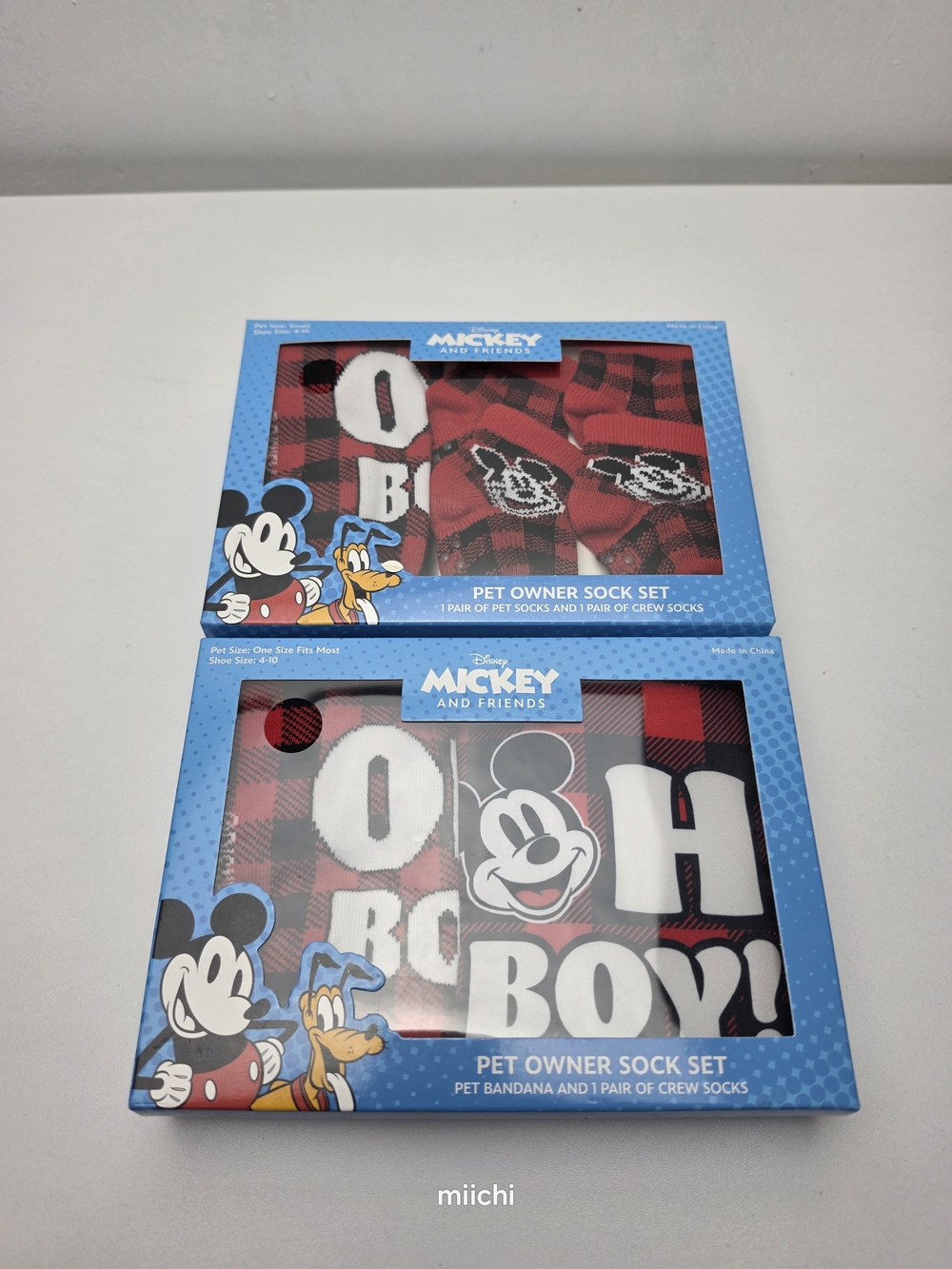 Disney Mickey Red and Black Plaid Pet Owner Sock Set